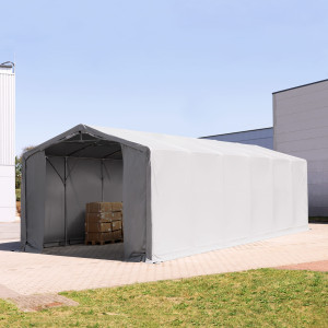TOOLPORT 6x12m Zelthalle, PVC-Plane, grau, mit Statik (Betonuntergrund) - (94122)