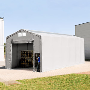 TOOLPORT 6x12m Zelthalle, PVC-Plane, grau, mit Statik (Betonuntergrund) - (94135)