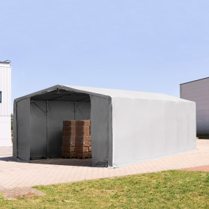 TOOLPORT 8x12m Zelthalle, PVC-Plane, grau, mit Statik (Betonuntergrund) - (94179)