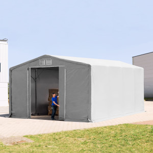 TOOLPORT 8x8m Zelthalle, PRIMEtex-Plane, grau, mit Statik (Betonuntergrund) - (94229)