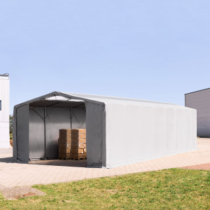 TOOLPORT 8x16m Zelthalle, PRIMEtex-Plane, grau, mit Statik (Betonuntergrund) - (94239)