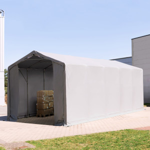TOOLPORT 4x12m Zelthalle, PVC-Plane, grau, mit Statik (Erduntergrund) - (94315)