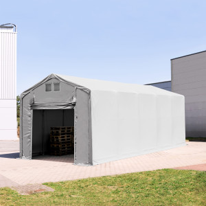 TOOLPORT 4x12m Zelthalle, PVC-Plane, grau, mit Statik (Erduntergrund) - (94316)