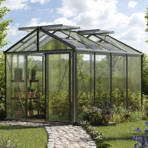 235 x 311 cm Gewächshaus, Standardfarbe Aluminium Natur   Aktionsset - Profi 2 - (GFPV00155)