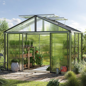 311 x 235 cm Gewächshaus, Standardfarbe Aluminium Natur   Aktionsset - Profi 2 - (GFPV00238)