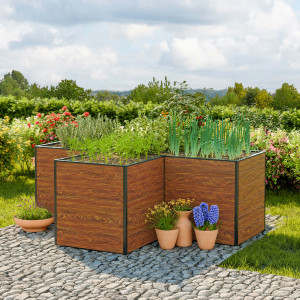 225 x 225 x 77 cm Hochbeet, Holzoptik - (GFPV00562)
