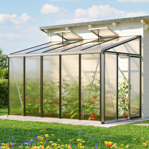 324 x 194 cm Anlehngewächshaus, pulverbeschichtet, Anthrazit RAL 7016 - (GFPV00749)