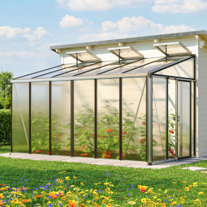 388 x 194 cm Anlehngewächshaus, pulverbeschichtet, Anthrazit RAL 7016 - (GFPV00750)