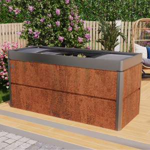 PRIMEYARD 200 x 85 x 77 cm Hochbeet, Cortenstahl, Rost-Optik   inkl. Frühbeetaufsatz - (GFPV00789)