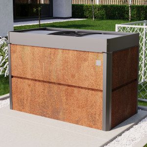 PRIMEYARD 150 x 85 x 77 cm Hochbeet, Cortenstahl, Rost-Optik   inkl. Frühbeetaufsatz - (GFPV00793)