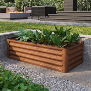 PRIMEYARD 120 x 60 x 35 cm Hochbeet, Cortenstahl, Rost-Optik - (GFPV00964)