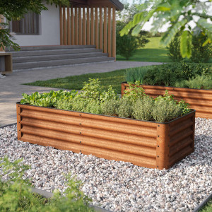 PRIMEYARD 150 x 60 x 35 cm Hochbeet, Cortenstahl, Rost-Optik - (GFPV00966)
