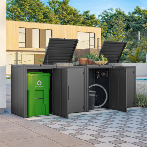 PRIMEYARD 336 x 84 cm Mülltonnenbox, anthrazit - (GFPV01104)