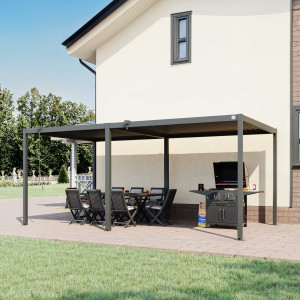 PRIMEYARD 3x5,5m Pergola in Anthrazit; mit Lamellendach in anthrazit - (GFPV01106)