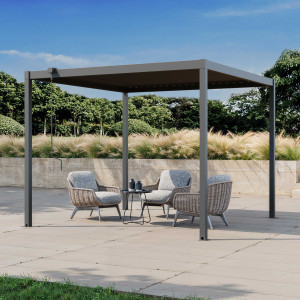 PRIMEYARD 3x3m Pergola in Anthrazit; mit Lamellendach in anthrazit - (GFPV01107)
