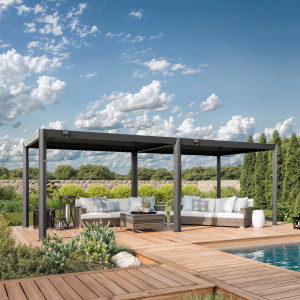 PRIMEYARD 3,5x7m Pergola in anthrazit; mit Lamellendach in anthrazit - (GFPV01122)