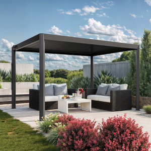 PRIMEYARD 4x3m Pergola in anthrazit; mit Lamellendach in anthrazit - (GFPV01123)