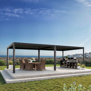 PRIMEYARD 4x8m Pergola in anthrazit; mit Lamellendach in anthrazit - (GFPV01128)