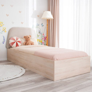 Kinderbett, Polsterbett mit Bettkasten Trapez 180x120