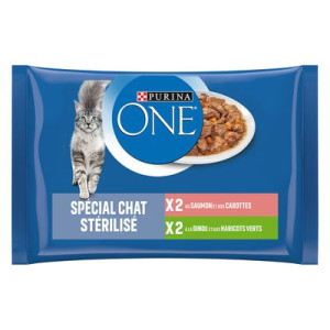 PURINA ONE, 24 x 85 g - Sterilcat - łosoś i indyk