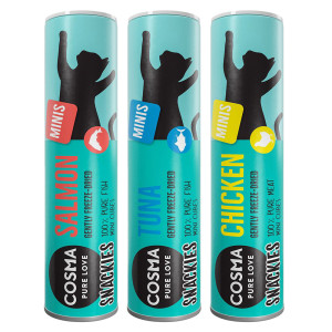 Mieszany pakiet, Cosma Snackies Minis, 72 g - Kurczak, tuńczyk i łosoś, 72 g