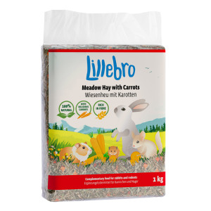 Lillebro siano łąkowe z jabłkiem, mniszkiem lekarskim lub marchewką - Siano łąkowe z marchewką, 1 kg