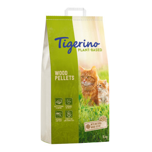 Tigerino Plant-Based, żwirek na bazie drewna - zapach drewna, nieperfumowany - 30 l (15 kg)