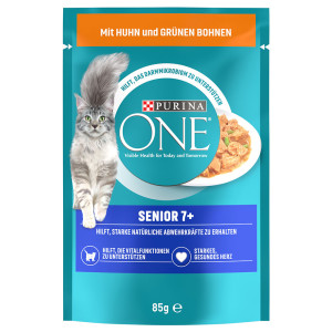 Korzystny pakiet PURINA ONE, 26 x 85 g - Senior 7+, Kurczak z zieloną fasolką, 26 x 85 g