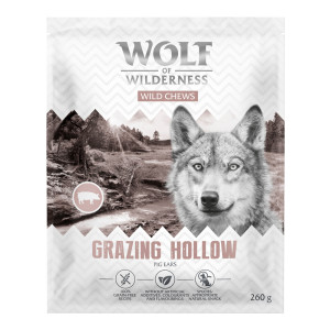 Wolf of Wilderness uszy wieprzowe "Grazing hollow" - 3 x 260 g