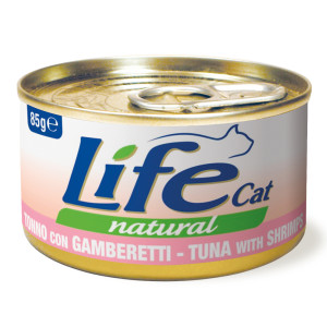 Life Cat Natural Adult, 6 x 85 g - Tuńczyk z krewetkami