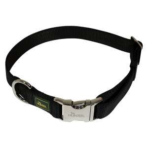 HUNTER obroża z zapięciem aluminiowym Vario Basic, czarna - Rozmiar XL, obwód szyi: 45-65 cm