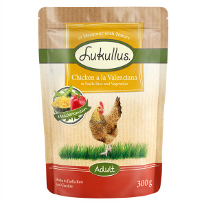 Megapakiet mieszany Lukullus Natural w saszetkach, 48 x 300 g - Pakiet "Valenciana - kurczak w ryżu paella z warzywami"