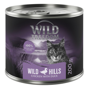 Wild Freedom Adult, 6 x 200 g - bezzbożowa receptura - Wild Hills – Kaczka i kurczak