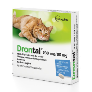 Drontal, tabletki na robaki i pasożyty u kota - 2 tabletki: <4 kg