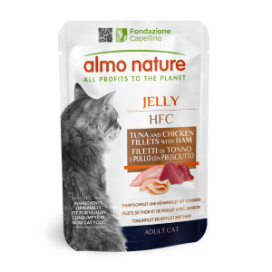 Almo Nature HFC w galarecie, 6 x 55 g - Tuńczyk, kurczak i szynka