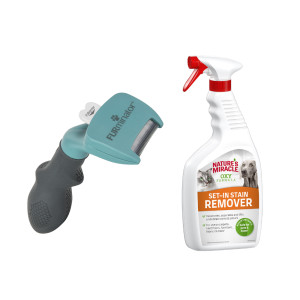 FURminator deShedding Tool dla kota + Nature's Miracle Cat Set-In Stain Remover gratis! - Małe koty / krótkowłose