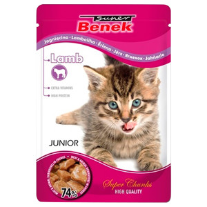 Korzystny pakiet Super Benek Super Chunks Kitten, 48 x 100 g - Jagnięcina w sosie