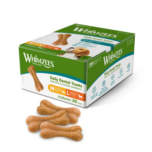 Whimzees by Wellness Ricebones, kość ryżowa - 2 x rozmiar M/L (40 szt.)