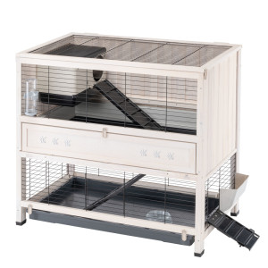 Ferplast, drewniana klatka Indoor Home - Biała: dł. x szer. x wys.: 107,5 x 67,5 x 102 cm