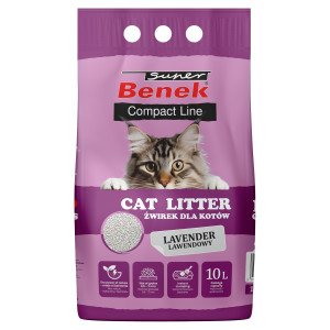 Super Benek Compact Lawenda, żwirek dla kota - 10 l (ok. 8 kg)