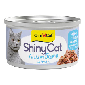Megapakiet GimCat ShinyCat w bulionie, 24 x 70 g - Tuńczyk i anchois
