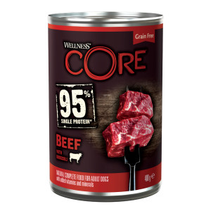 Wellness Core Adult 95% Single Protein, 6 x 400 g - Wołowina i brokuł