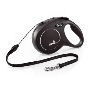 Smycz linowa flexi New Classic M, czarna, 8 m - Rozmiar M