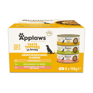 Pakiet mieszany Applaws Taste Toppers, 8 x 156 g - Zestaw próbny w bulionie