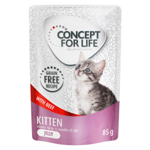 Korzystny pakiet Concept for Life, 48 x 85 g - Kitten w galarecie, wołowina - bez zbóż