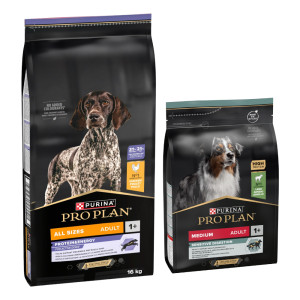 16 kg + 3 kg gratis! PURINA PRO PLAN, karma sucha dla psa, 19 kg - All Size Adult Performance, kurczak i ryż, 16 kg + Medium Adult Sensitive Digestion, jagnięcina i ryż, 3 kg