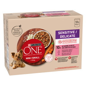 PURINA ONE Mini Sensitive-Delicate, z łososiem - 10 x 85 g