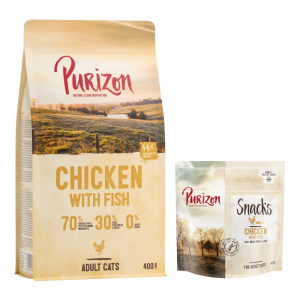 Pakiet próbny: karma sucha, 400 g + przysmak, Kurczak i ryba, 40 g - Kurczak i ryba + przysmak