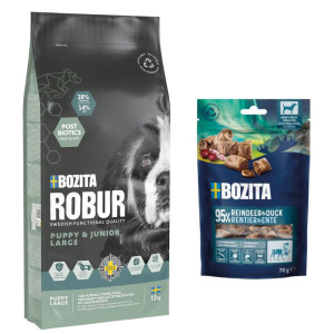 7,5 kg / 12 kg Bozita Robur + Bozita Meaty Bites, renifer i kaczka, 2 x 70 g gratis! - Mother & Puppy XL, 12 kg