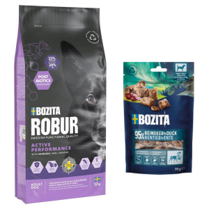 7,5 kg / 12 kg Bozita Robur + Bozita Meaty Bites, renifer i kaczka, 2 x 70 g gratis! - Adult Active Performance, renifer, 12 kg